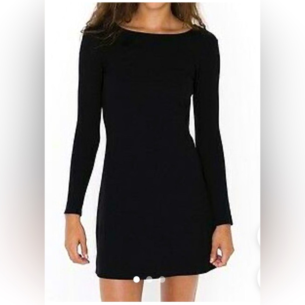 American Apparel Black Long Sleeve Mini A-line  Dress - Made in USA